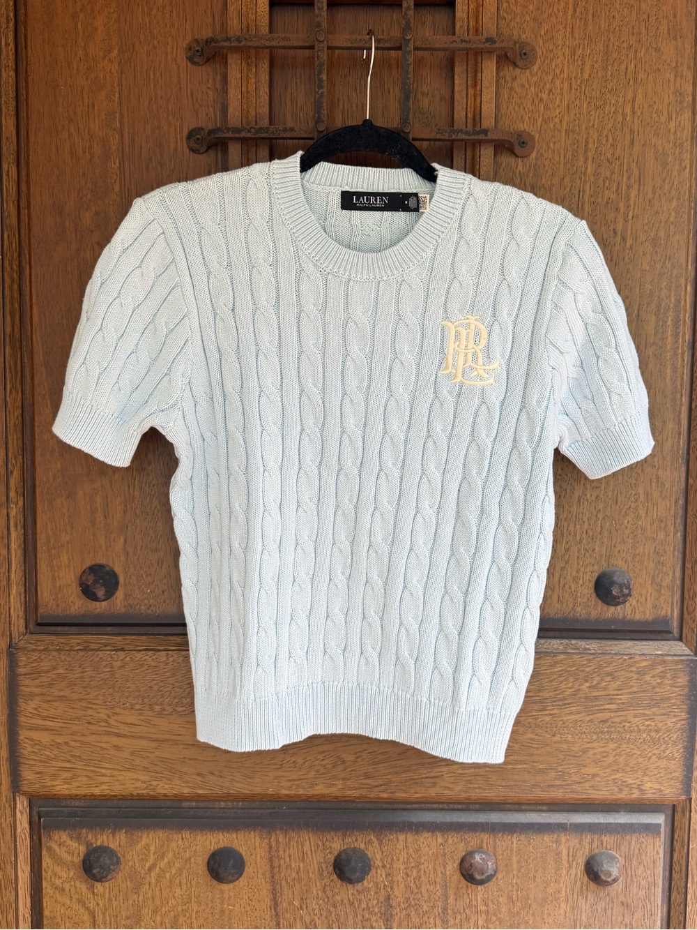 Ralph Lauren Light Blue Cable-Knit Crewneck Sweater Size M